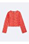 Elegant Red Blouse with Long Sleeves and Lace Detail - 2