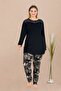 Patterned Plus Size Long Sleeve Pajama Set