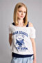 Boxy Fit Boat Neck Printed Short Sleeve T-Shirt H8921Ax26Hs - 4