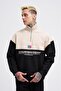 Men's Yoke Detail Sweatshirt Black-Light Beige