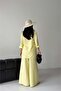 Women's Yellow Floral Appliqué Double Linen Fabric Set Dpms2642