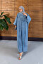 Women's Embroidered Bat Sleeve Denim Dress - 3