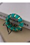 Turquoise Marble Patterned, Gold Detailed, Natural Stone Look, Elastic Bracelet - 5