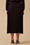 Galaxi Women's Plus Size Pleated Detailed Skirt 4006 Black - 4
