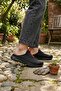 Men's Black Slip-On Slippers - Casual Comfortable Light Sole Shoes - Red Detail - 2