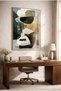 Organic Abstract Form Green and Gold Colored Glass Painting - Gold Metal Framed Painting for Home, Business, and School - 3