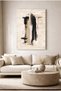 Black and Coffee Brushstroke Minimal Abstract Glass Painting-White Metal Framed Home, Business and School Painting - 2