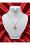 Gold Color Pink Zircon Stone Lotus Flower Model Steel Necklace-Non-Tarnish-45Cm - 4