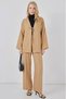Women's Beige Linen Kimono Pants with Tie Detail, Double Set Hzl26S-Bd167271 - 3
