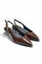 Women's Black Wrinkled Patent Leather Metal Toe Detail Ballerinas - 6