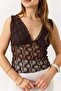 Women's Transparent Guipure Backless Thick Strap Blouse Brown - 4