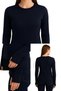 Set of 2 Ultra Soft Long Sleeve Crew Neck Finger-Loop Fitted T-Shirts - 3