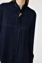 Elegant Navy Blue Shirt with Textured Scarf Detail 0143 - 6