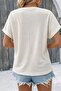 Women's Short Sleeve Open Front Buttoned Waffle Blouse - 4