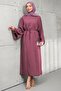 Dusty Rose Loose Dress with Waist Tie
