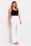 Women's Plus Size White, High Waist, Ironing Marked Seam, Elastic Waist and Tie-Up Jeans 65N39511 - 6
