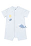 Men's Whale Embroidered Snap Fastener Short Jumpsuit Newborn-18 Months Blue - 3
