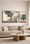 The Song of Nature: Earth and Green Paths 3-Piece Glass Painting Set with Black Metal Frame for Home and Office - 3
