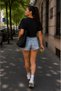 Women's Crop Oversize T-Shirt with Bicycle Collar - 2