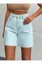 Women's Light Blue High Waist Denim Bermuda Shorts – Comfortable Fit Jean Shorts - 5