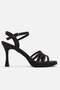 Women's 4-Strap Painted Heel Sandals; Black Glitter - 2