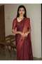 Maroon Lichi Silk Saree with Woven Blouse Piece - MAF3114 | Maroon - 3