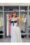 Women's White Polka Dot Embellished Dress - 2