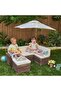 20305 Outdoor Sectional Ottoman & Umbrella Set- Bear Brown & Beige - 3