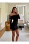 Women's Off the Shoulder Mini Dress Strapless Long Sleeve Stretchy Fabric Bodycon Night Out Dress - 3