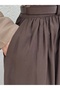 Seniha Gathered Double Pocket Belted Skirt-Pa203 Brown - 4