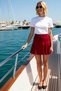 Women's Mini Shorts High Waist Knitted Fabric Tie Detail Short Length Plain Patterned Flexible Structure - 3
