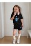 Girl's T-Shirt and Shorts Set, Printed Cotton, Summer Casual Fit Combination
