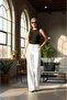 Women's High Waist Draped Wide Leg Premium Palazzo Trousers with Elastic Back
