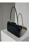 Black Patent Leather Women's Evening Bag Model, Featuring a Stone-Embellished Handle, It Offers a Stunning Aesthetic That Flawlessly Showcases Premium Elegance and Modern Design at Your Wedding, Engagement, or Graduation Events. - 2
