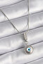 316L Steel Silver Color Zircon Stone Evil Eye Bead Model Women's Necklace 5886 - Stepco8725-8794