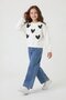 Ecru Sequined Heart Patterned Badili Jeans Trousers Girls' 2-Piece Set 24148 - 3