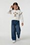 White Floral Embroidered Ruffle Jean Pants Girls' Set 24556 - 2