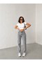 Gray Snow Front Leg Stone Accent Mom Jeans Denim Pants - 3
