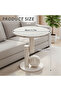Round Side Table,Marble Pattern End Table with Geometric Base,Small Coffee Table,Sofa Side - 5