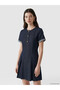 Esvab • Modern & Distinctive Zero Roba Collar Checkered Embroidered Detailed Mini Jean Dress