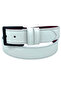 White Faux Leather Double Stitched Vein Patterned Model 4 cm Sports Belt // Xd-9016-11-St - 2