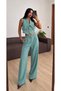 Women's Stylish Vest and Trousers Two-Piece Set * Gold Buttoned Crop Vest Palazzo Set - 2