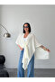 Women's White Front Detailed Poncho Cardigan - 5