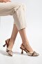 Katya Women's Tan Embroidered Gold Accessory Heeled Shoes - 4