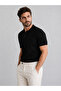 Men's Slim Fit Buttoned Black Polo Collar T-Shirt - 2
