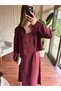 Shirt Dress Modal Set - Burgundy - 5