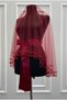 Burgundy Bridal Veil Set, Sparkling Double Row Crystal Stone Decorated, Henna Night Veil Coverlet 6 Pieces - 3