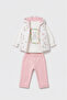 White Floral Patterned Vest and Pants Baby 3-Piece Set - 2