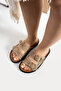 Klein Leather Women's Straw Weave Double Buckle Beige-Cream Slippers - 7