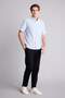 100% Cotton Regular Fit Polo Collar Short Sleeve Light Blue Shirt H5860Ax26Sm - 2